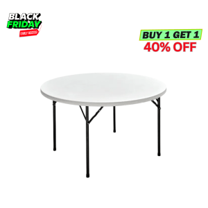 White 4ft Round Folding Table