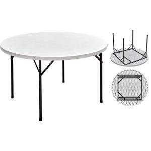 White 4ft Round Folding Table