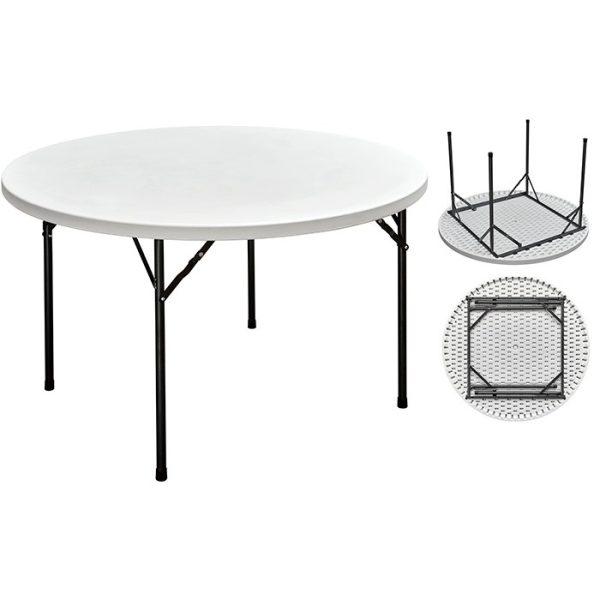 White 4ft Round Folding Table - Image 2