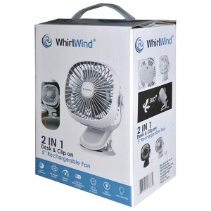 Whirlwind 5" 2 In 1 Desk & Clip Fan