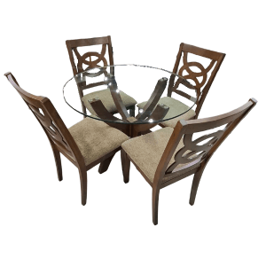 5 PC Round Glass Dining Set (23001)