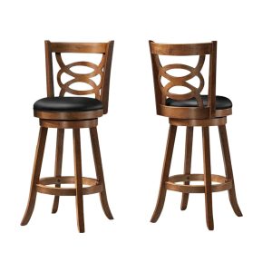 1251 PAIR - 42"H Dark Oak Swivel Barstools