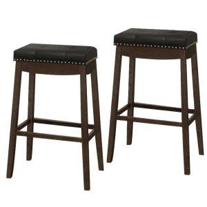 1260 PAIR - 29"H Black Leather-Look Barstool
