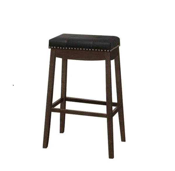 1260 - 29"H Black Leather-Look Barstool