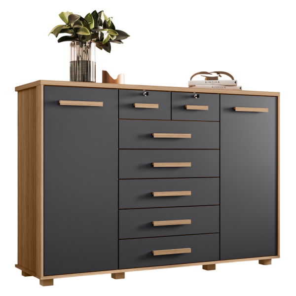 2 Door 7 Drawer Chest Titanium