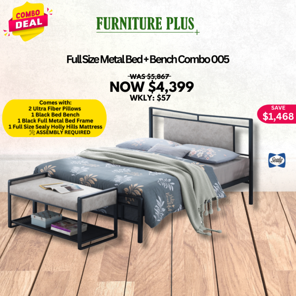 Full Size Metal Bed + Bench Combo 005