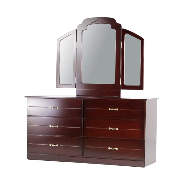 6 Drawer Dresser w/Wing Mirrors Ruby