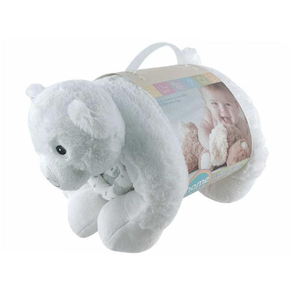 Plush Animal Pillow w/Blanket White