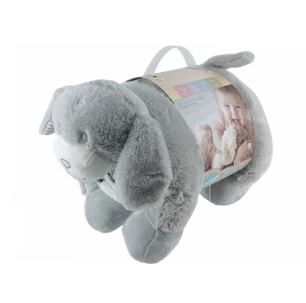 Plush Animal Pillow w/Blanket Grey