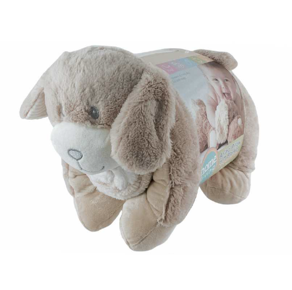 Plush Animal Pillow w/Blanket Beige