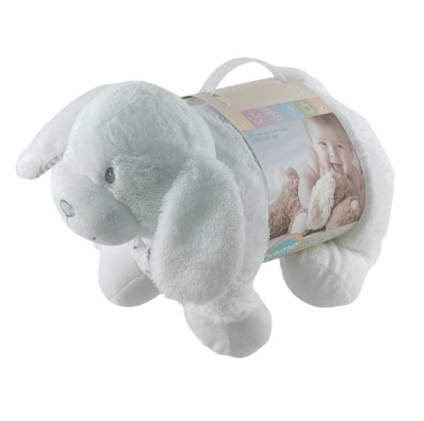 Plush Animal Pillow w/Blanket White