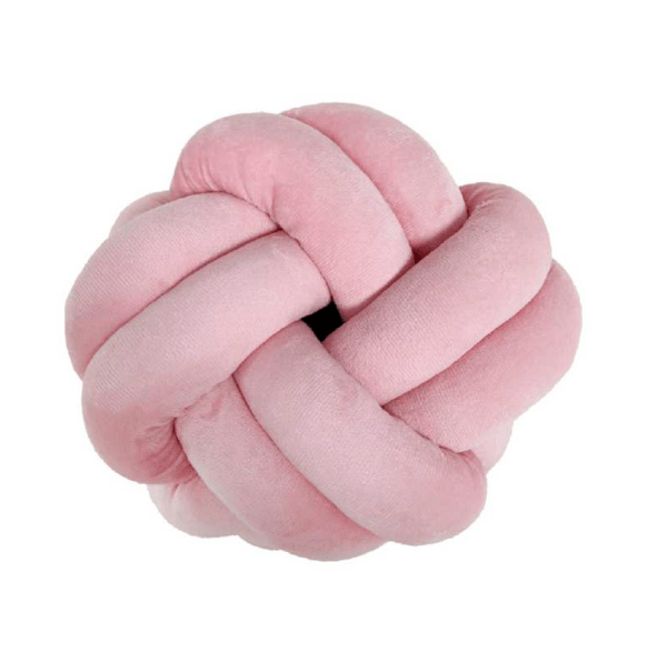 Crystal Velvet 2 Line Knot Ball Throw Pillow Pink
