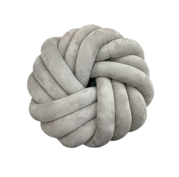Crystal Velvet 3 Line Round Throw Pillow Grey