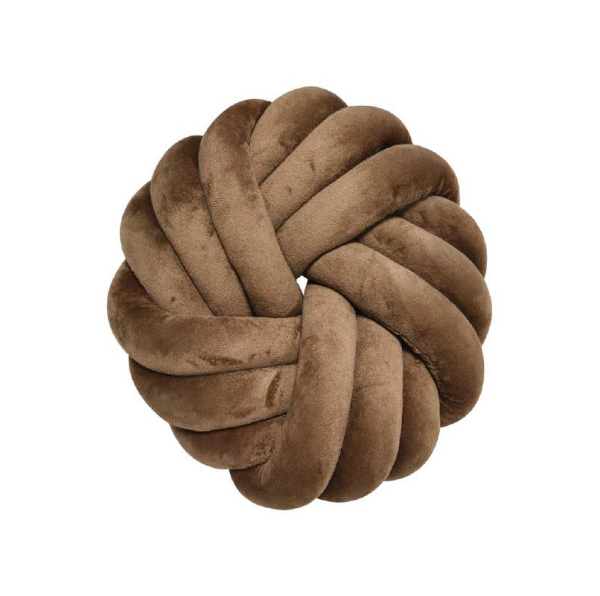 Crystal Velvet 3 Line Round Throw Pillow Brown