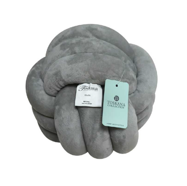 Crystal Velvet 3 Line Knot Throw Pillow Grey