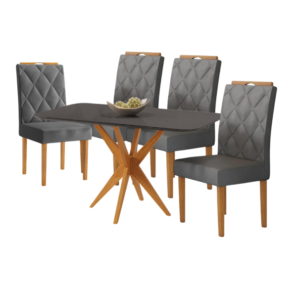5 PC Rectangle Glass Top Dining Set