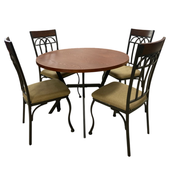 5 PC Round Metal & Wood