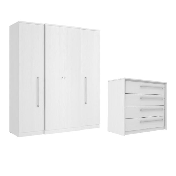 Splendor Wardrobe + Chest Combo White