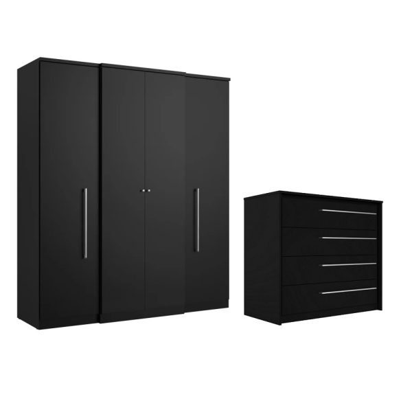 Splendor Wardrobe + Chest Combo Black