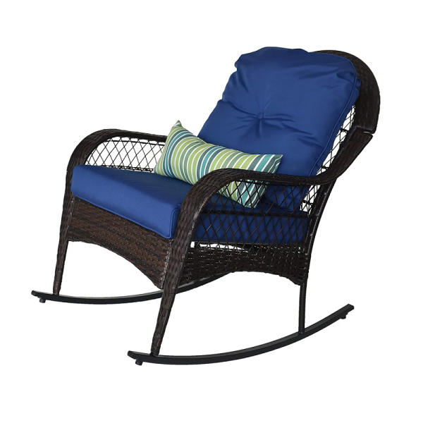 Patio Rocking Chair w/blue cushion