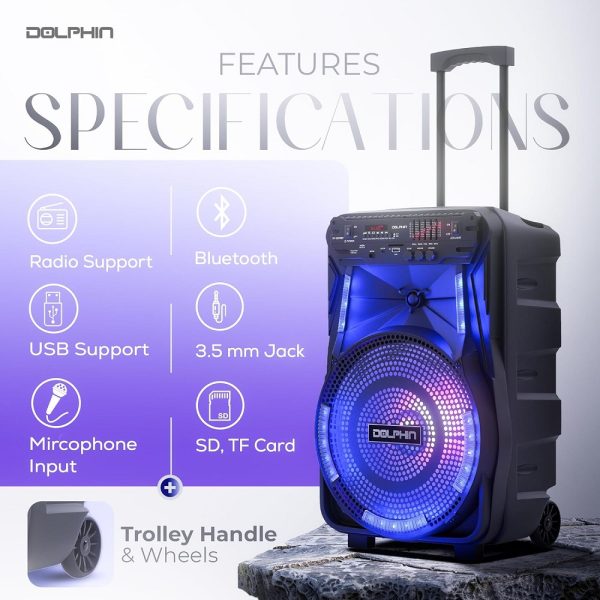 Dolphin 12" Rechargeable Bluetooth Party Speaker - Image 3