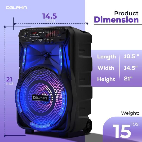 Dolphin 12" Rechargeable Bluetooth Party Speaker - Image 2