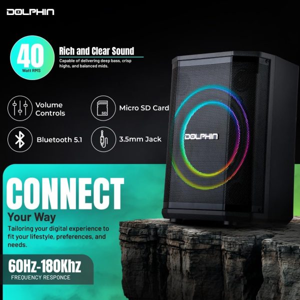 Dolphin 8" Bluetooth Rechargeable Party Speaker - Image 2