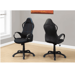 Fabric Office Chair Black w/blue accent