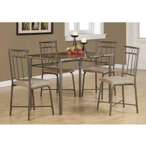 5pc Espresso Marble Dining Set
