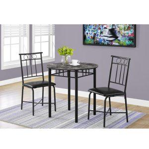 3pc Grey Marble Bistro Set