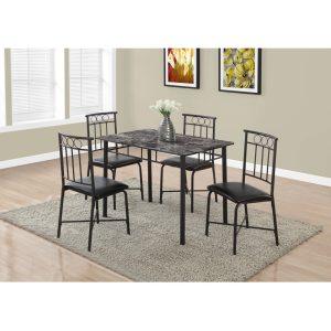 5pc Grey Marble Dining Set