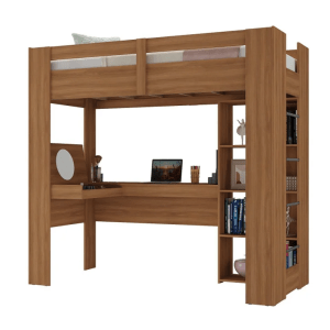 Twin Size Loft Bed w/Desk + Bookcase NG