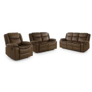 3PC Brown Air Leather Recliner Set