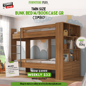 Twin Size Bunk Bed w/Bookcase NG Combo