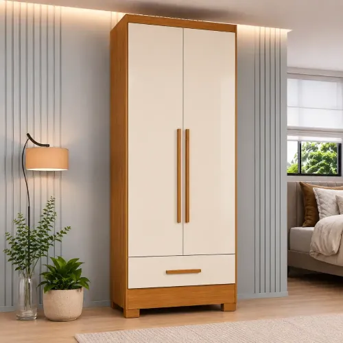 2-Door 1 Drawer Wardrobe - Image 2