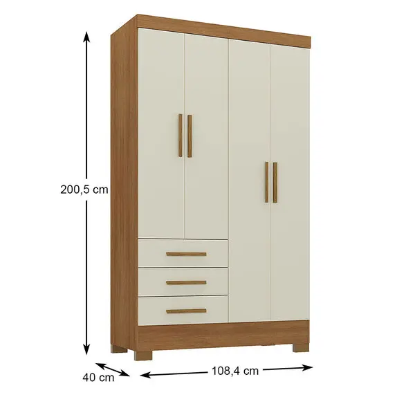 4-Door 3 Drawer Wardrobe - Image 3