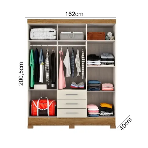 6-Door 3 Drawer Wardrobe - Image 3